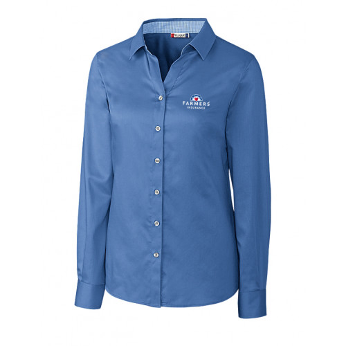 Ladies Blue Long Sleeve Bergen Twill