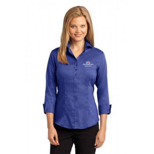 Blue Executive Ladies 3/4 Sleeve Blouse - CLOSEOUT